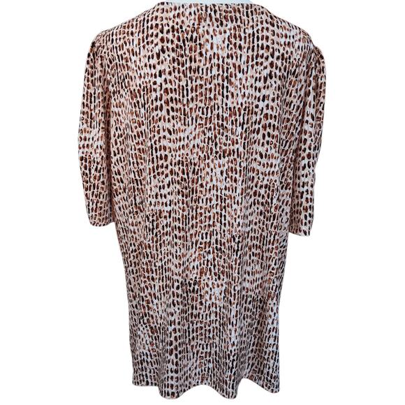 SUSAN GRAVER Stretchy Knit Top Blouse Tunic Plus 1X Animal Print Cheetah Career - Picture 3 of 7